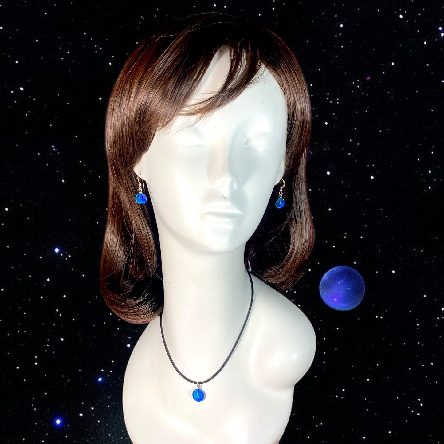 Post Space Ball Earrings in Blue Ice