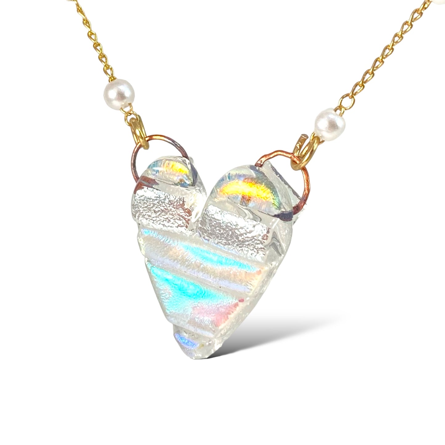 Dichroic Glass Heart Necklace (b)