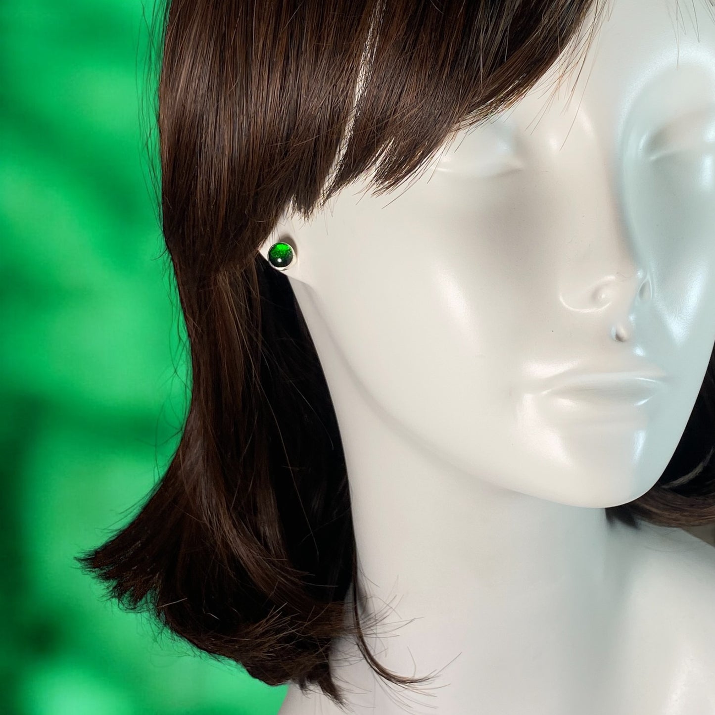 Circle Post Earrings in Emerald