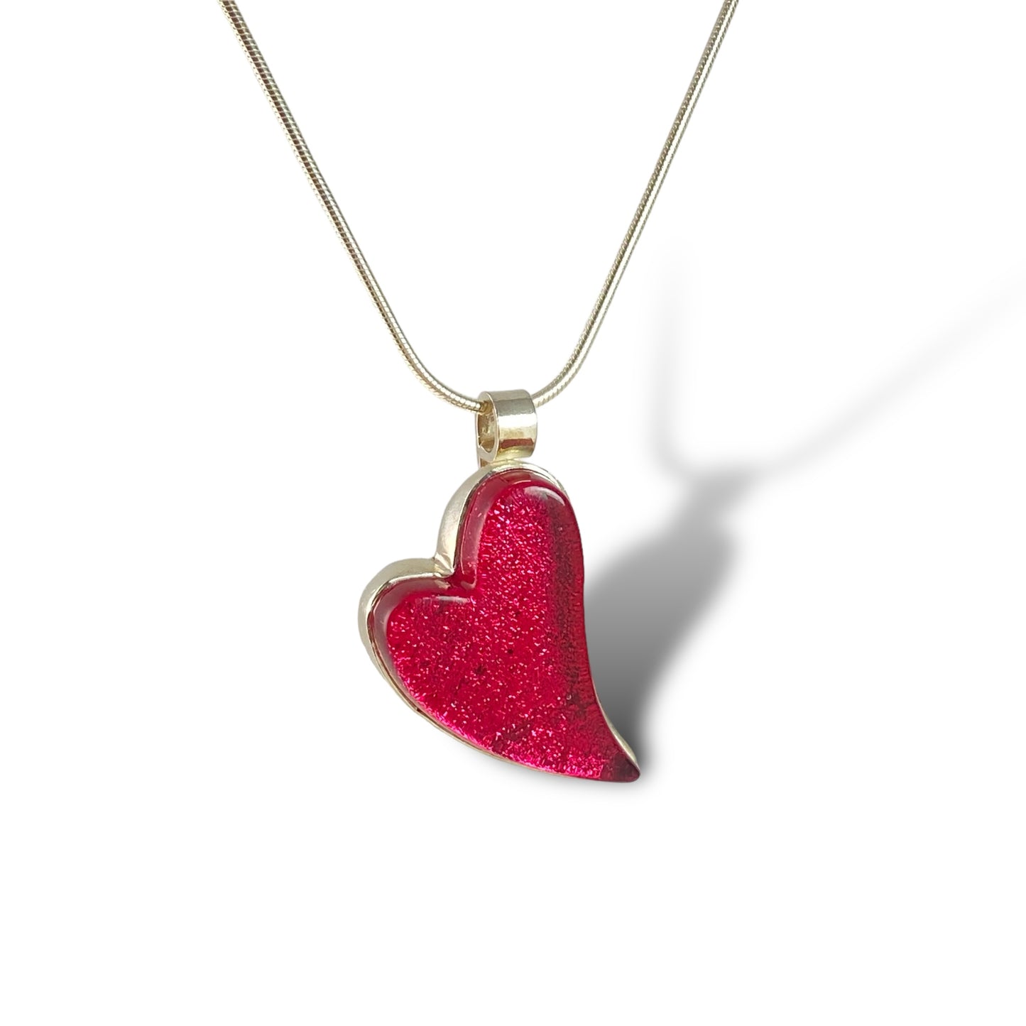 Large Curved Heart Necklace in Rose