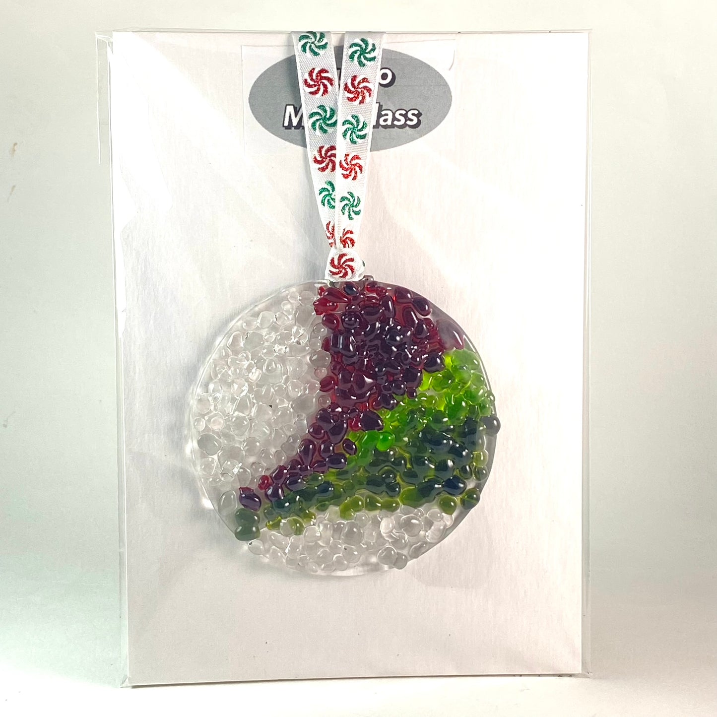 Large Circle Ornament in Red,Green & Clear Frit