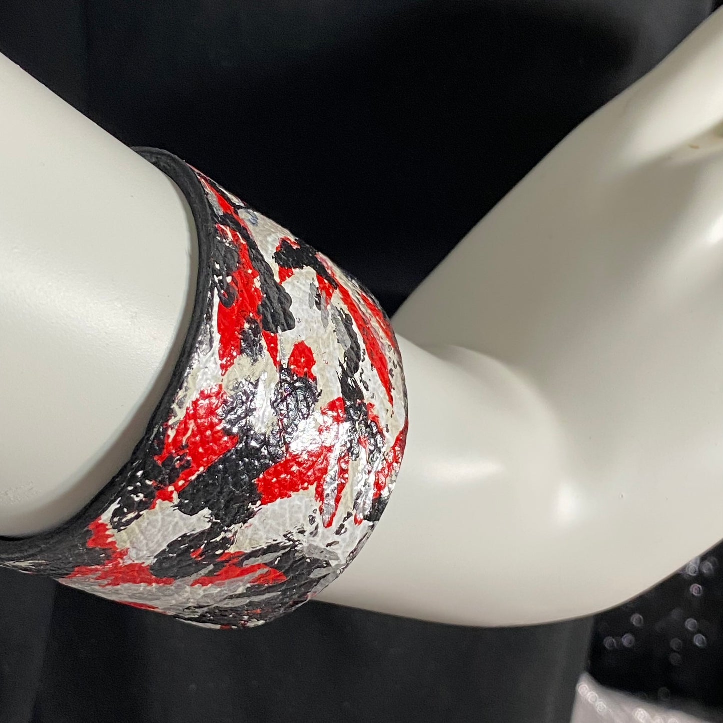Red and Black Leather Cuff
