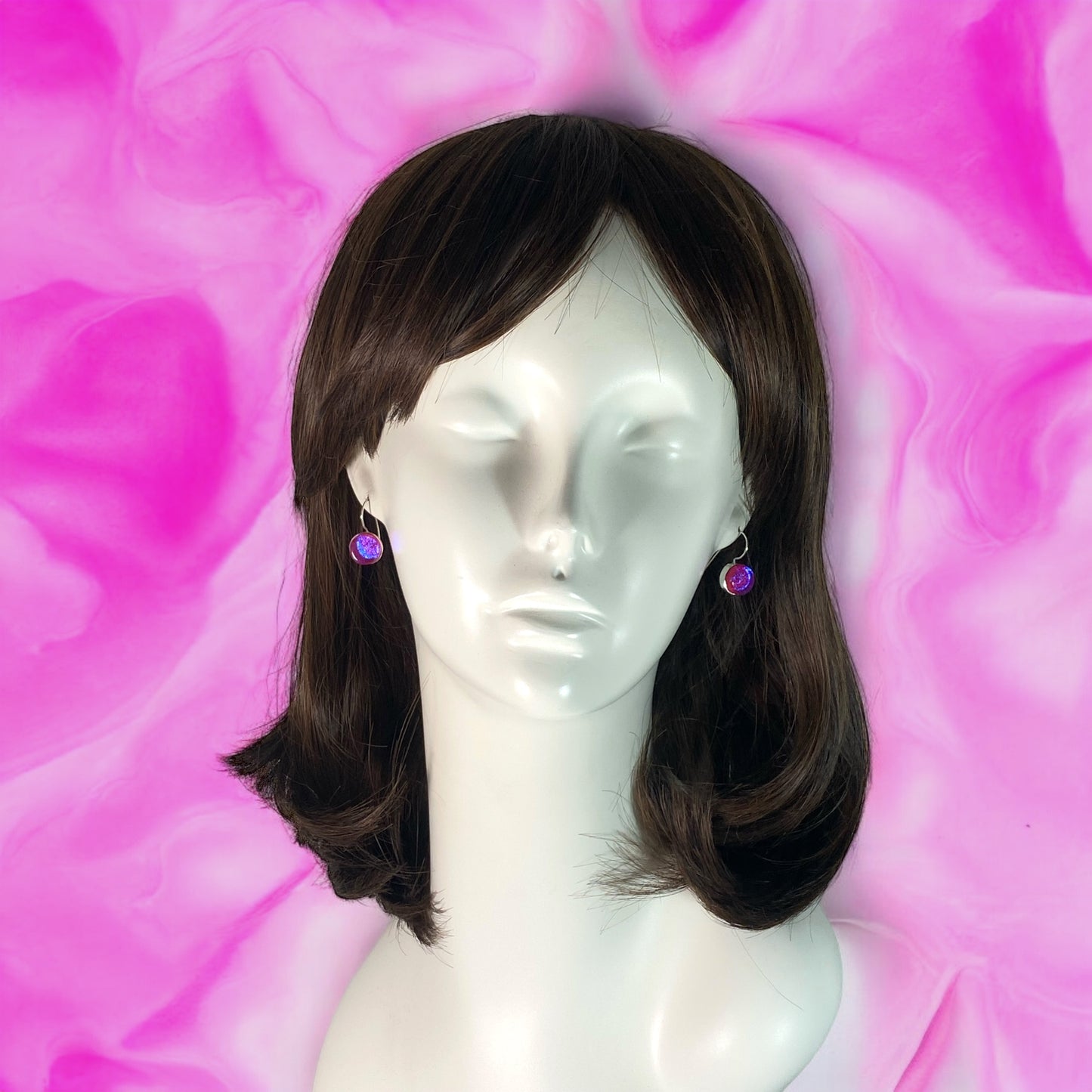 Circle Earrings in Raspberry