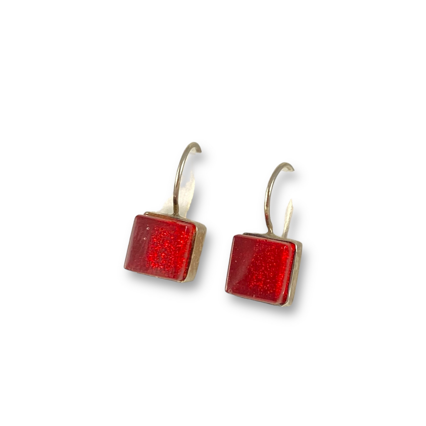 Square Earrings in Cherry