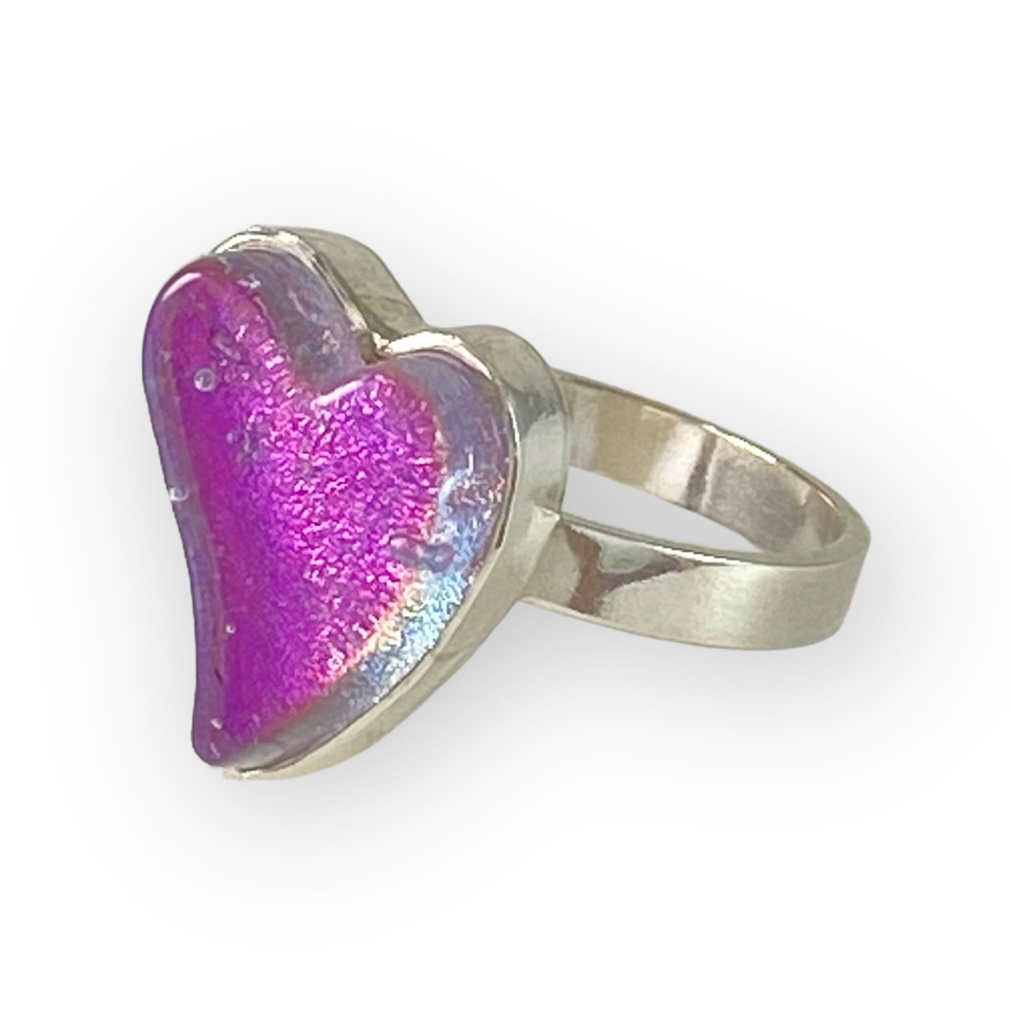 Small Curved Heart Ring in Cotton Candy