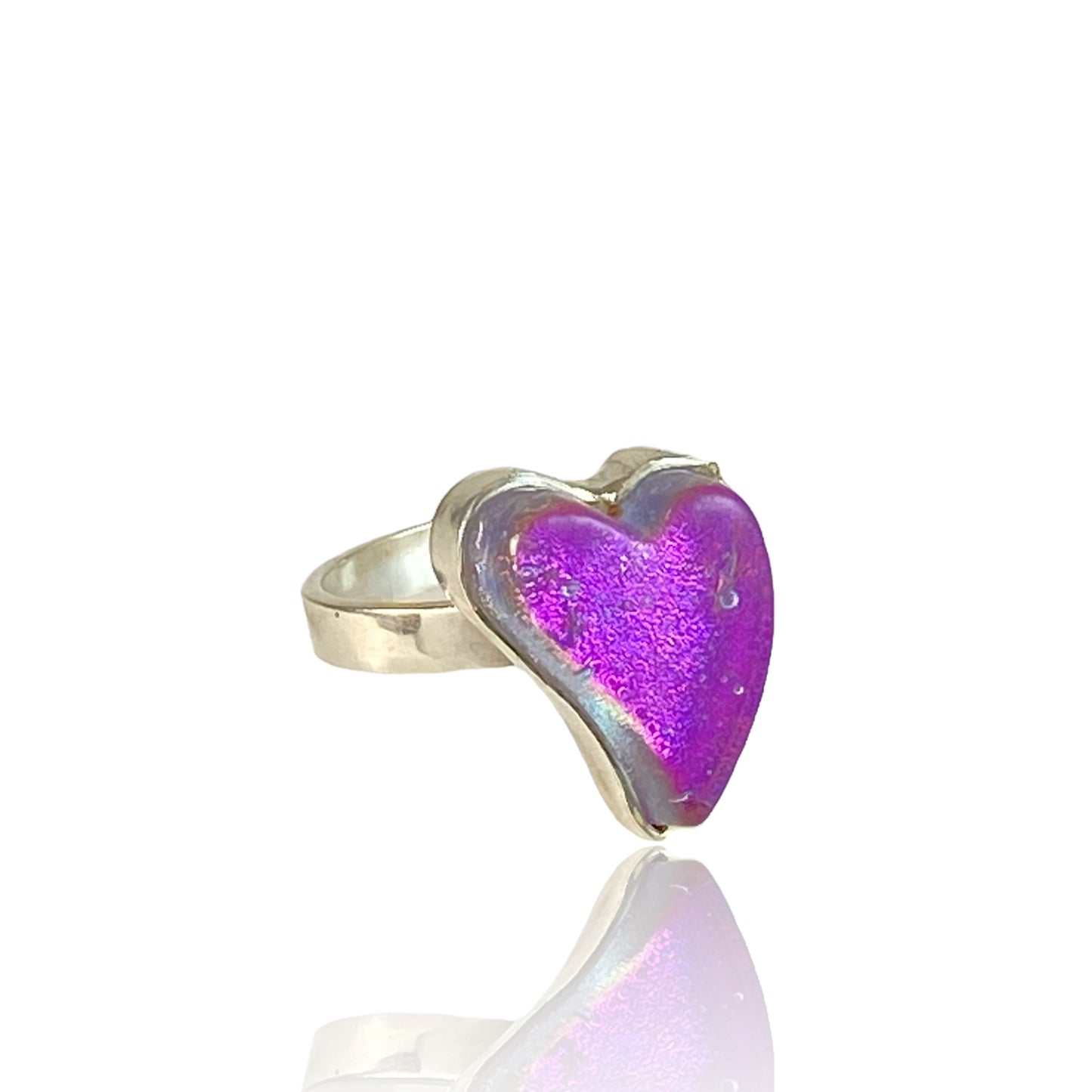 Small Curved Heart Ring in Cotton Candy