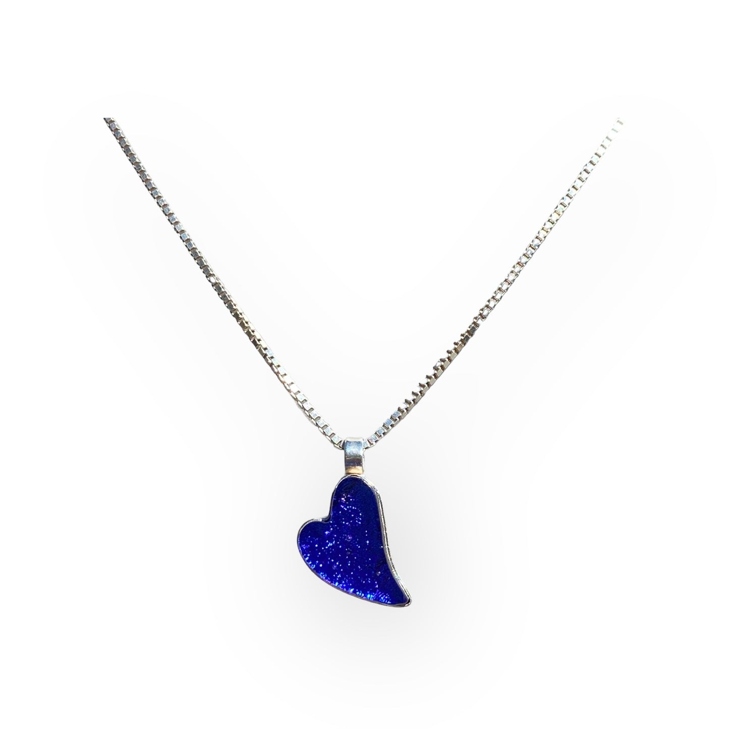Small Curved Heart Necklace in Grape