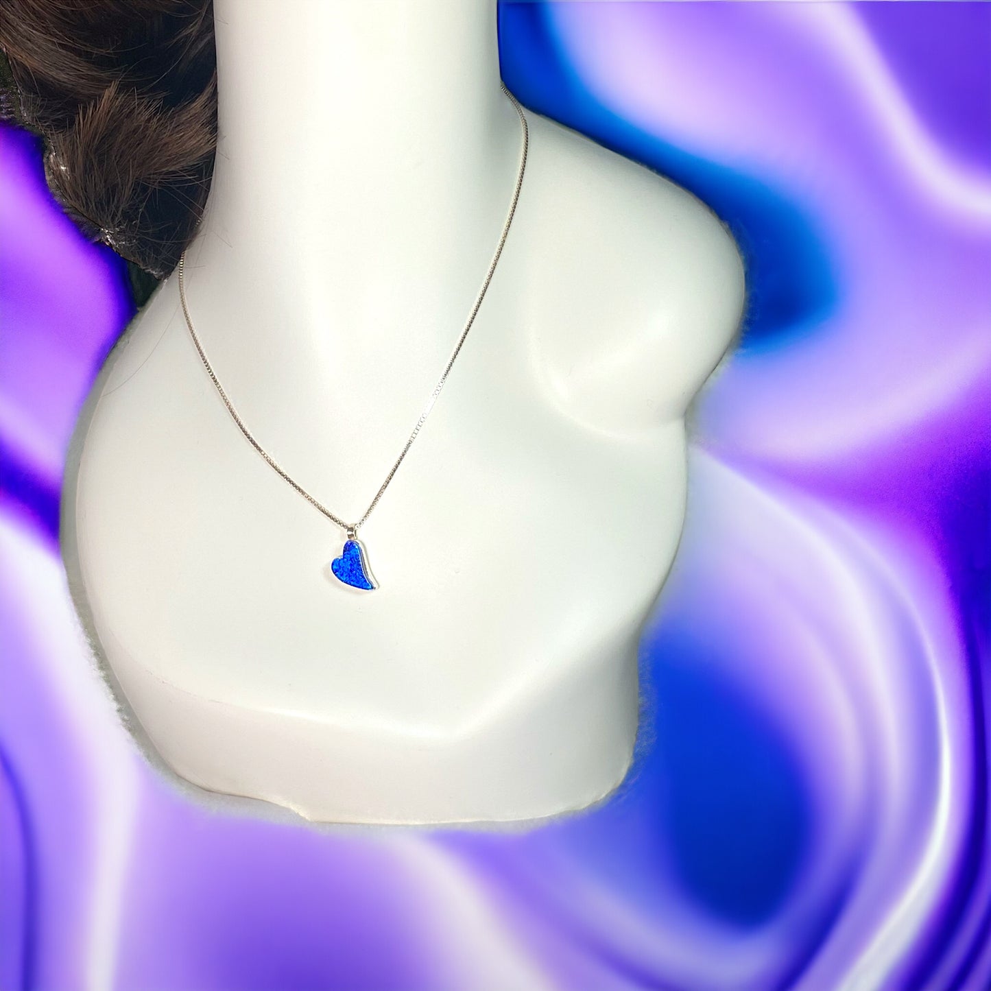 Small Curved Heart Necklace in Grape