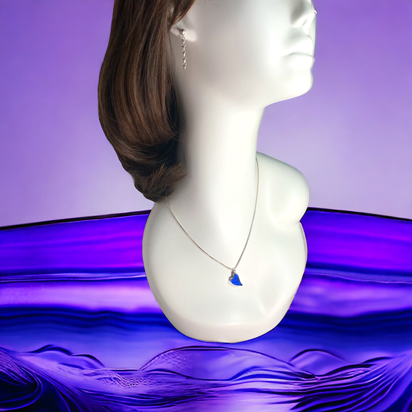 Small Curved Heart Necklace in Grape