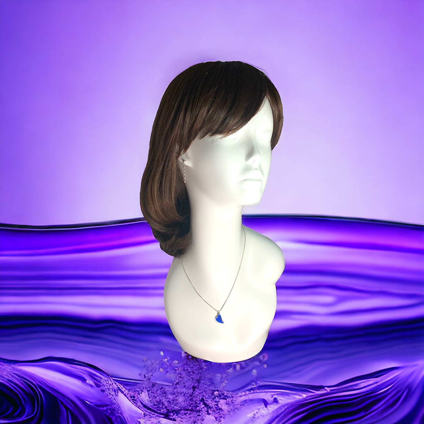 Small Curved Heart Necklace in Grape