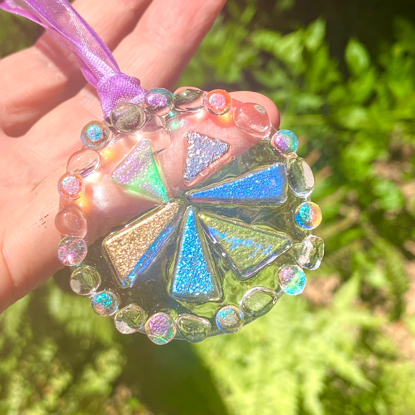 Pinwheel Dichroic Circle Ornament