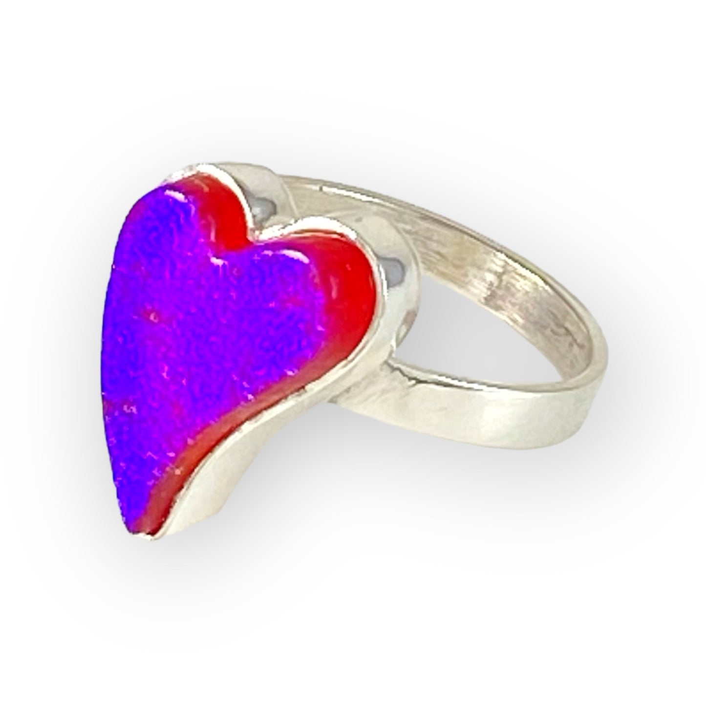 Small Curved Heart Ring in Raspberry