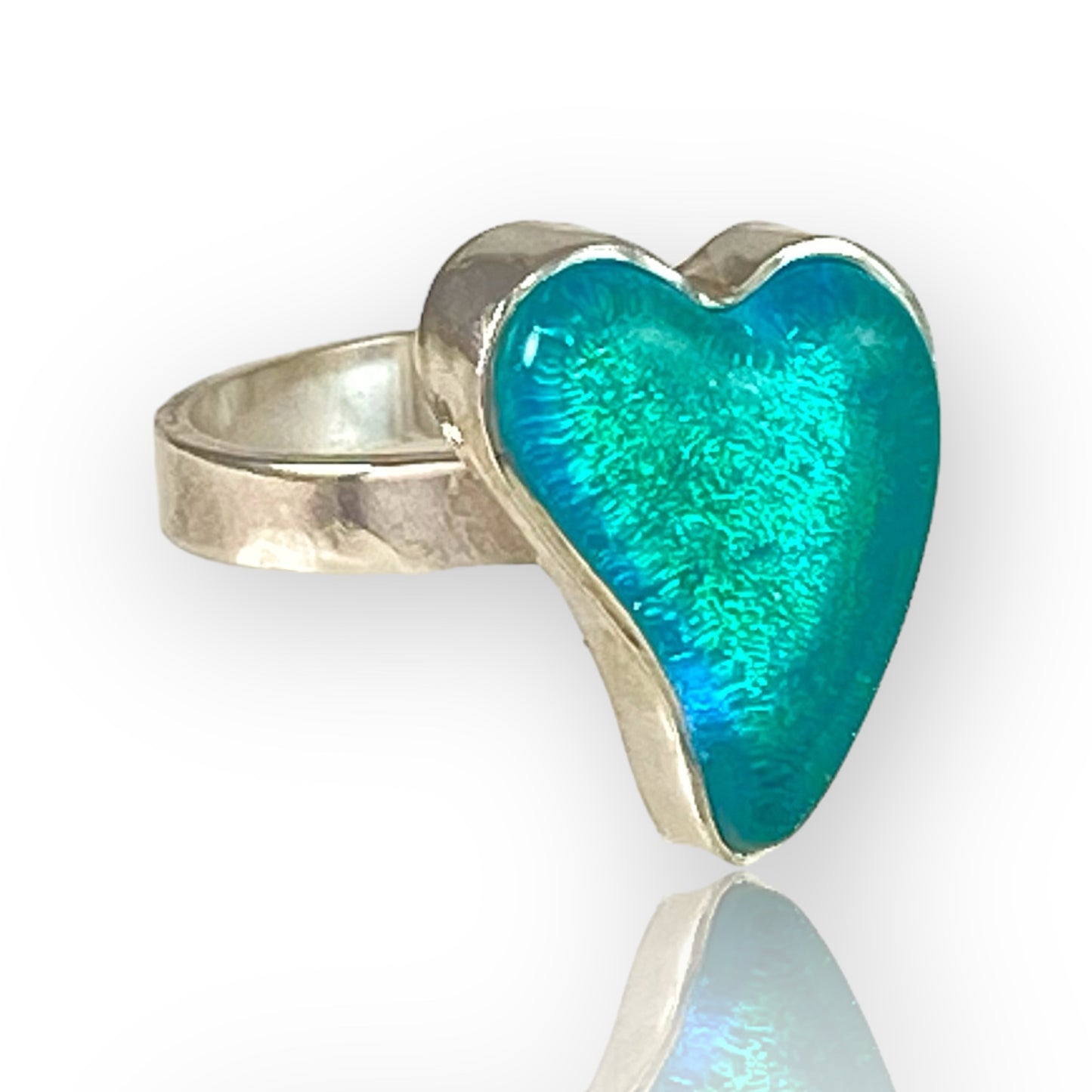 Small Curved Heart Ring in Sea Foam