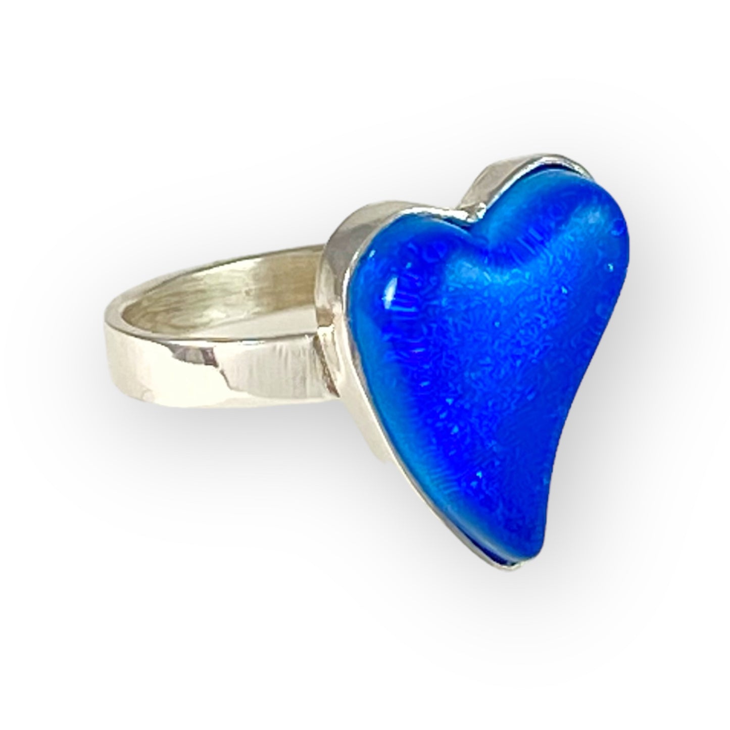 Small Curved Heart Ring in Turquoise Blue