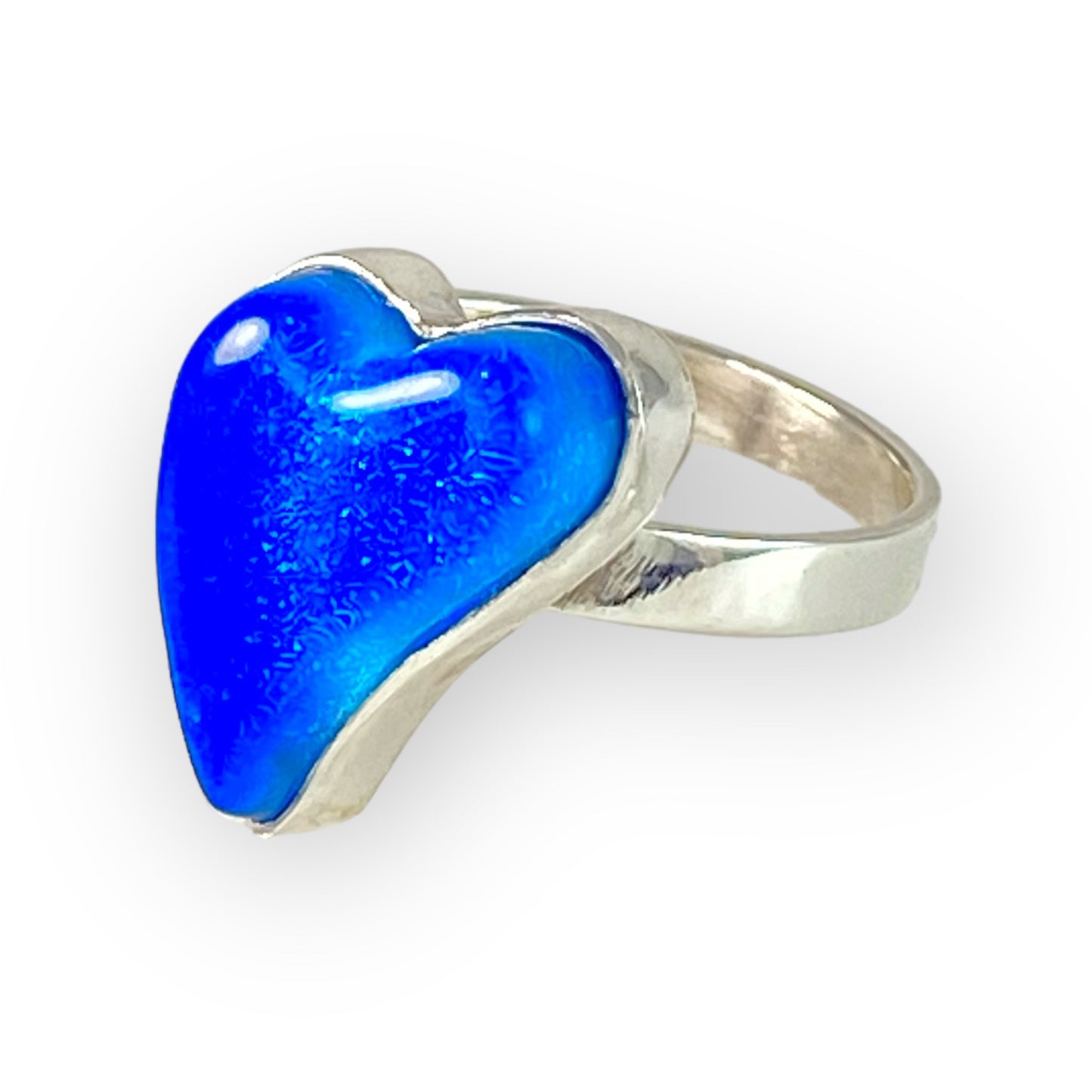 Small Curved Heart Ring in Turquoise Blue