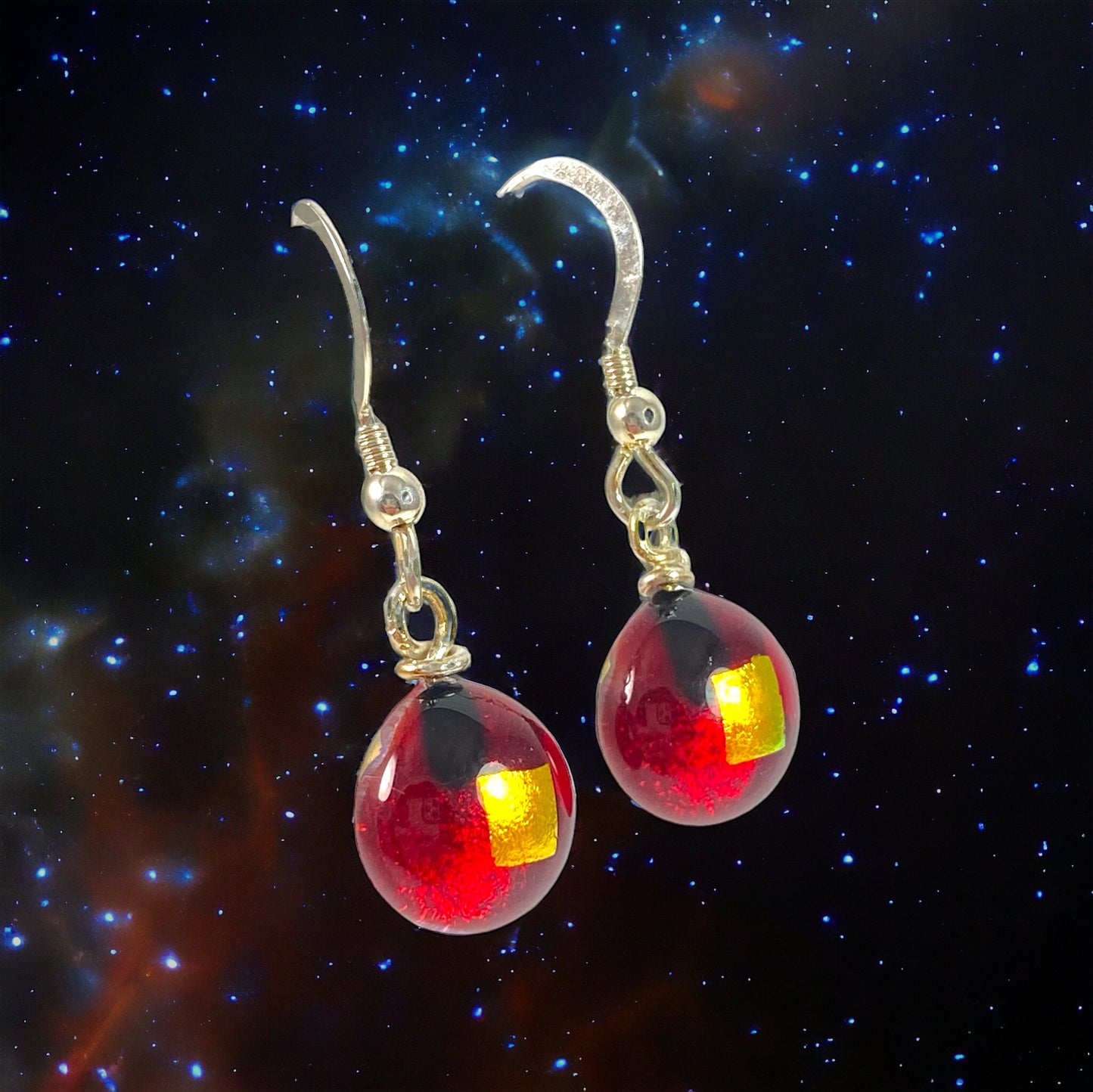 Space Ball Earrings in Rust