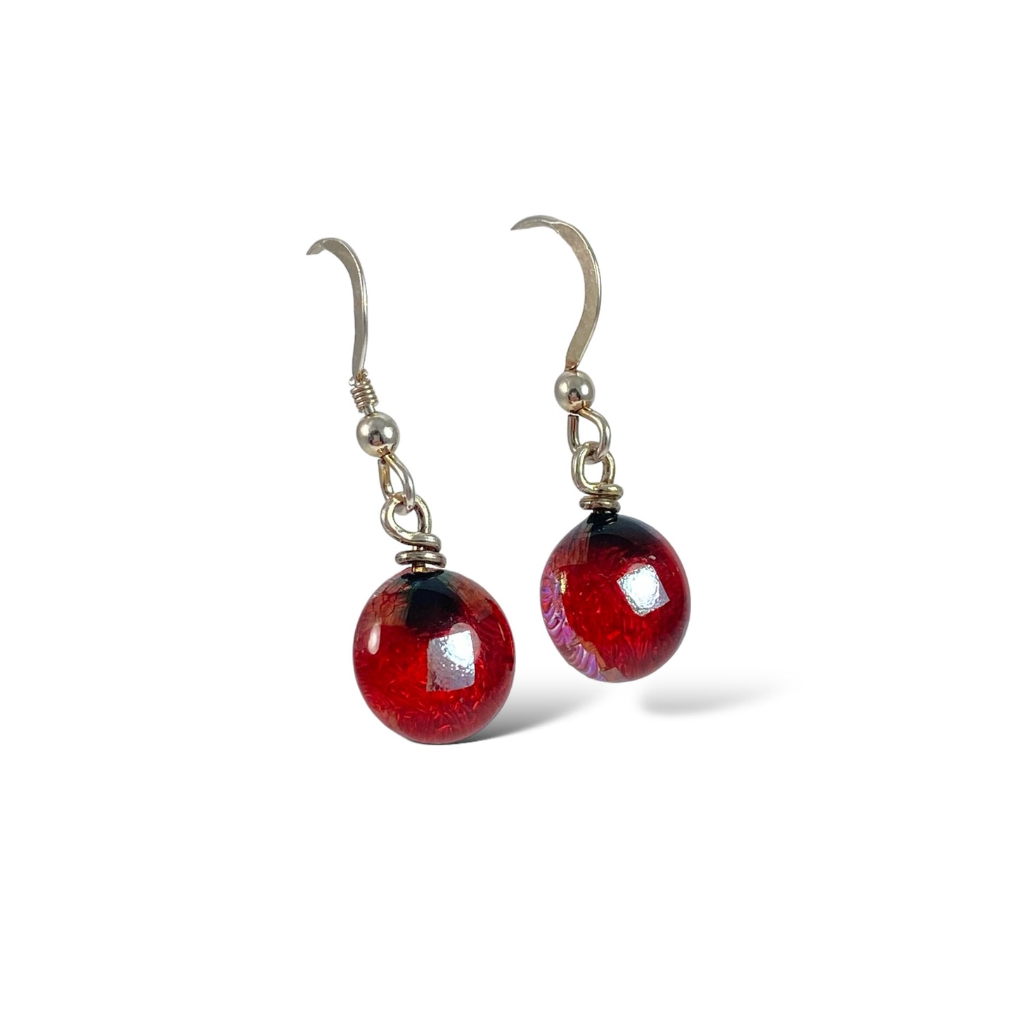 Space Ball Earrings in Cherry Red