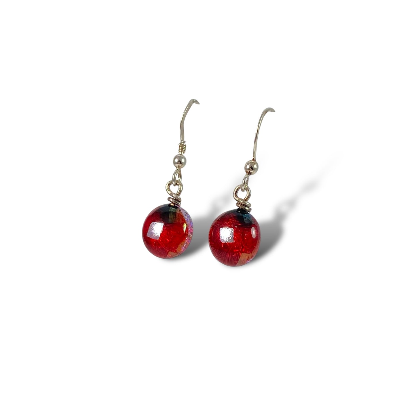 Space Ball Earrings in Cherry Red