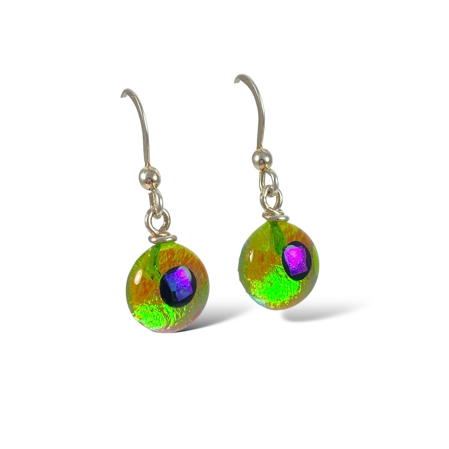 Space Ball Earrings in Citron Green