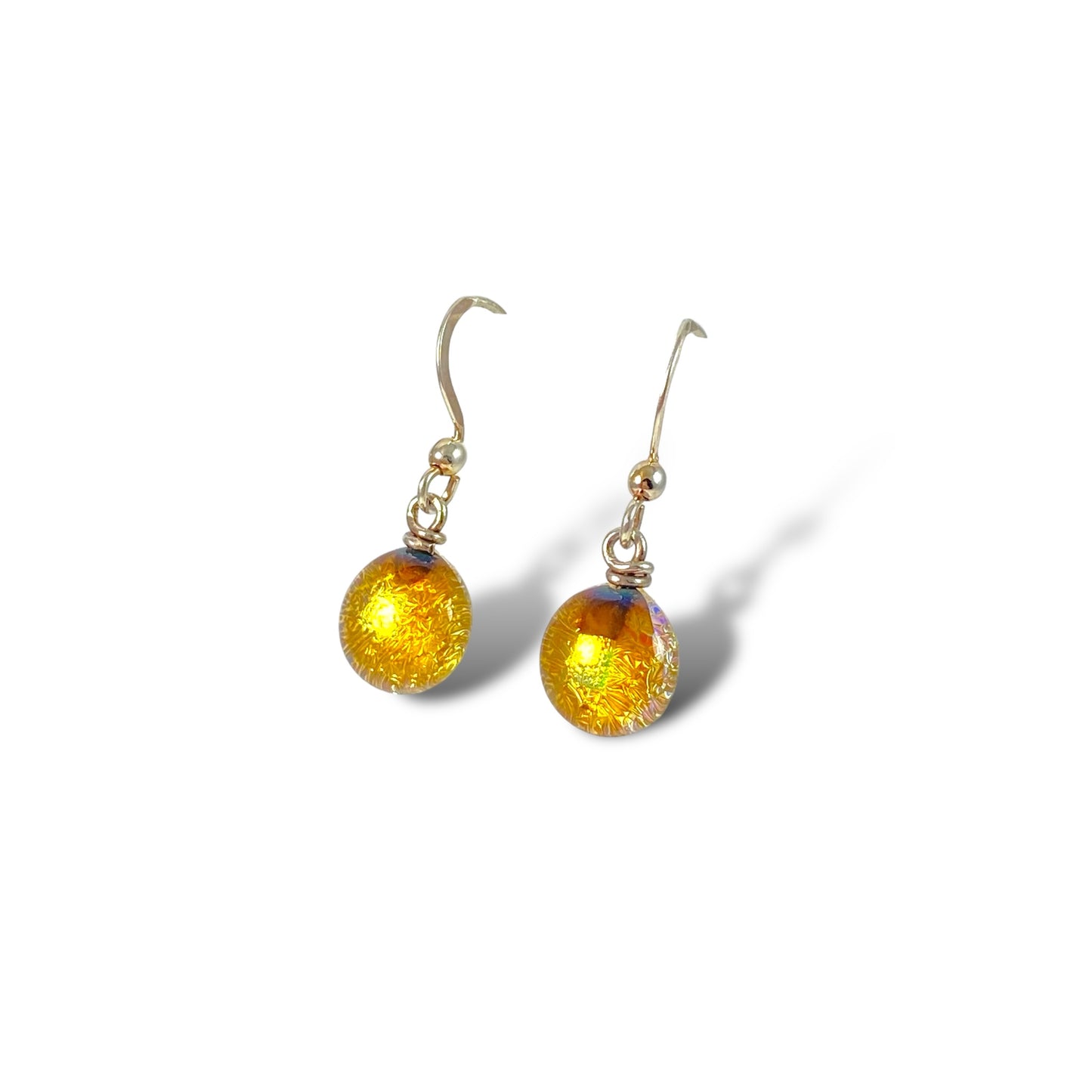 Space Ball Earrings in Amber Gold