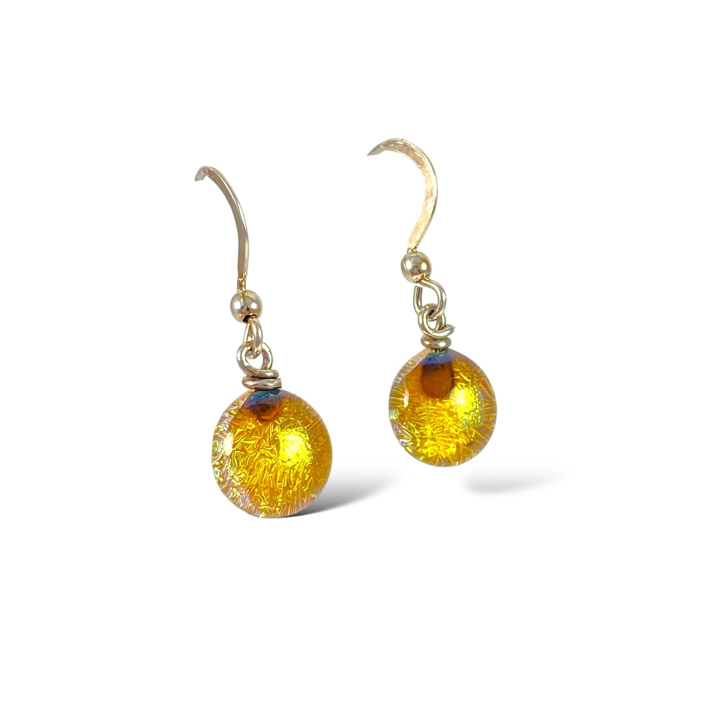 Space Ball Earrings in Amber Gold