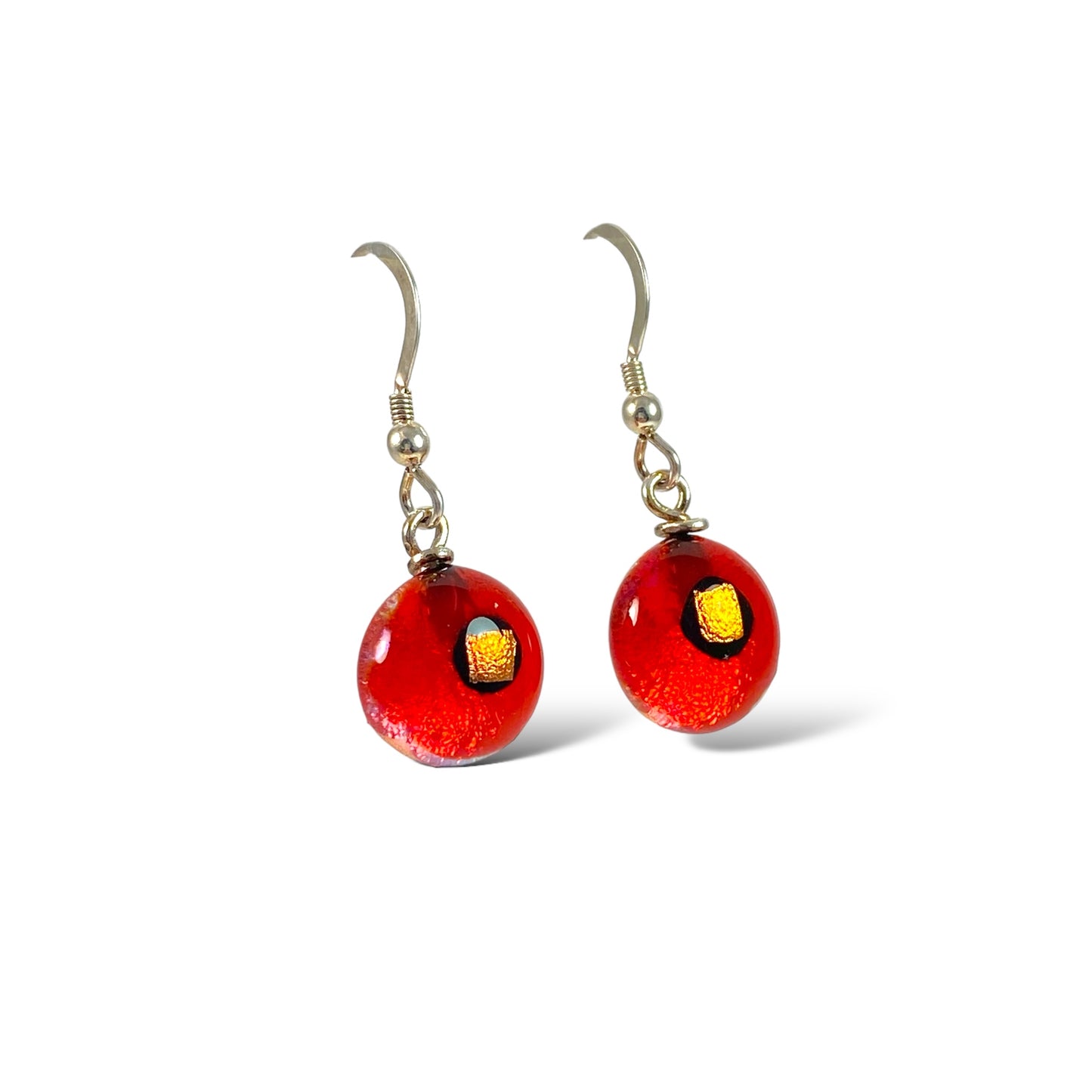 Space Ball Earrings in Sangria Orange