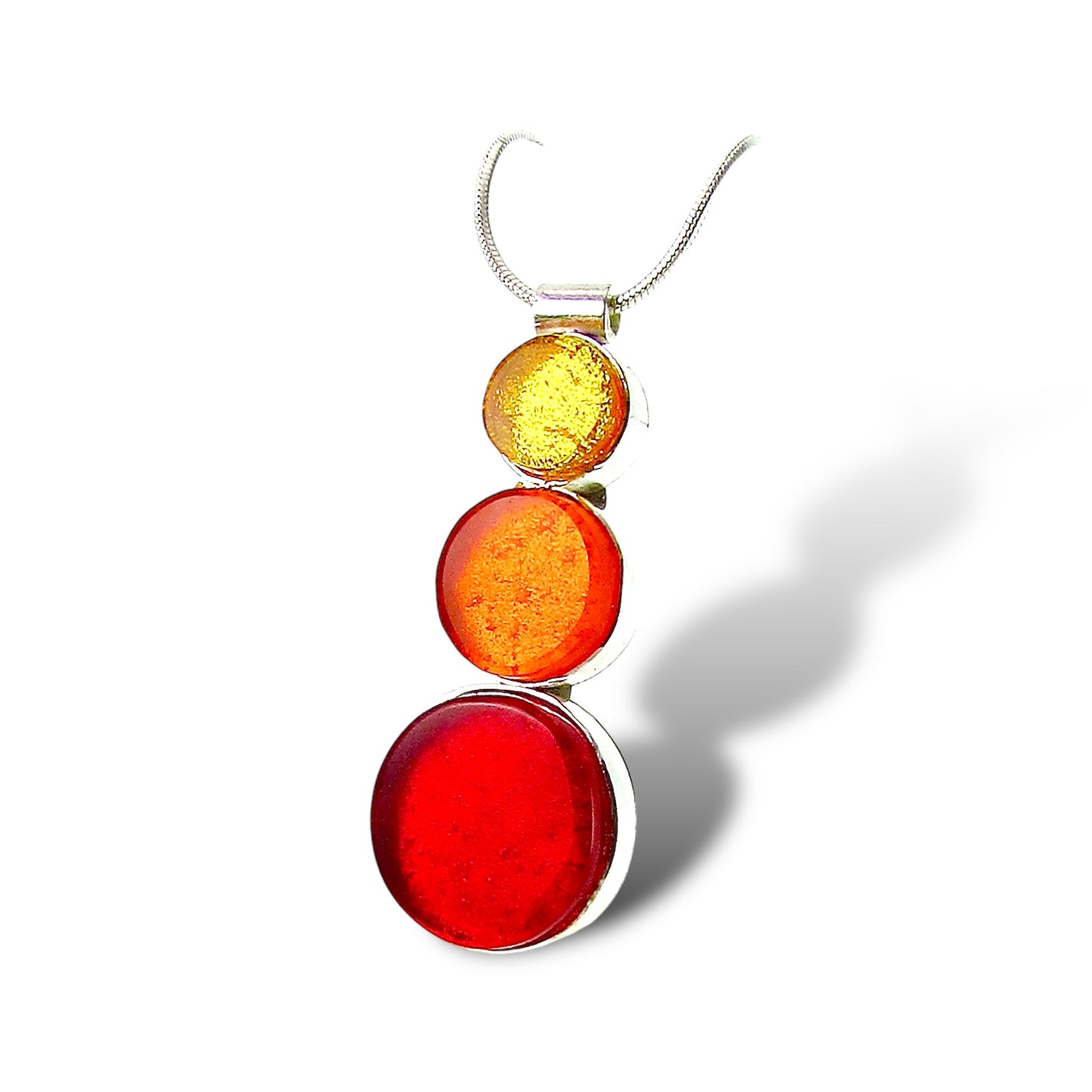 Triple Drop Circle Necklace in Lemon, Tangerine and Cherry Red