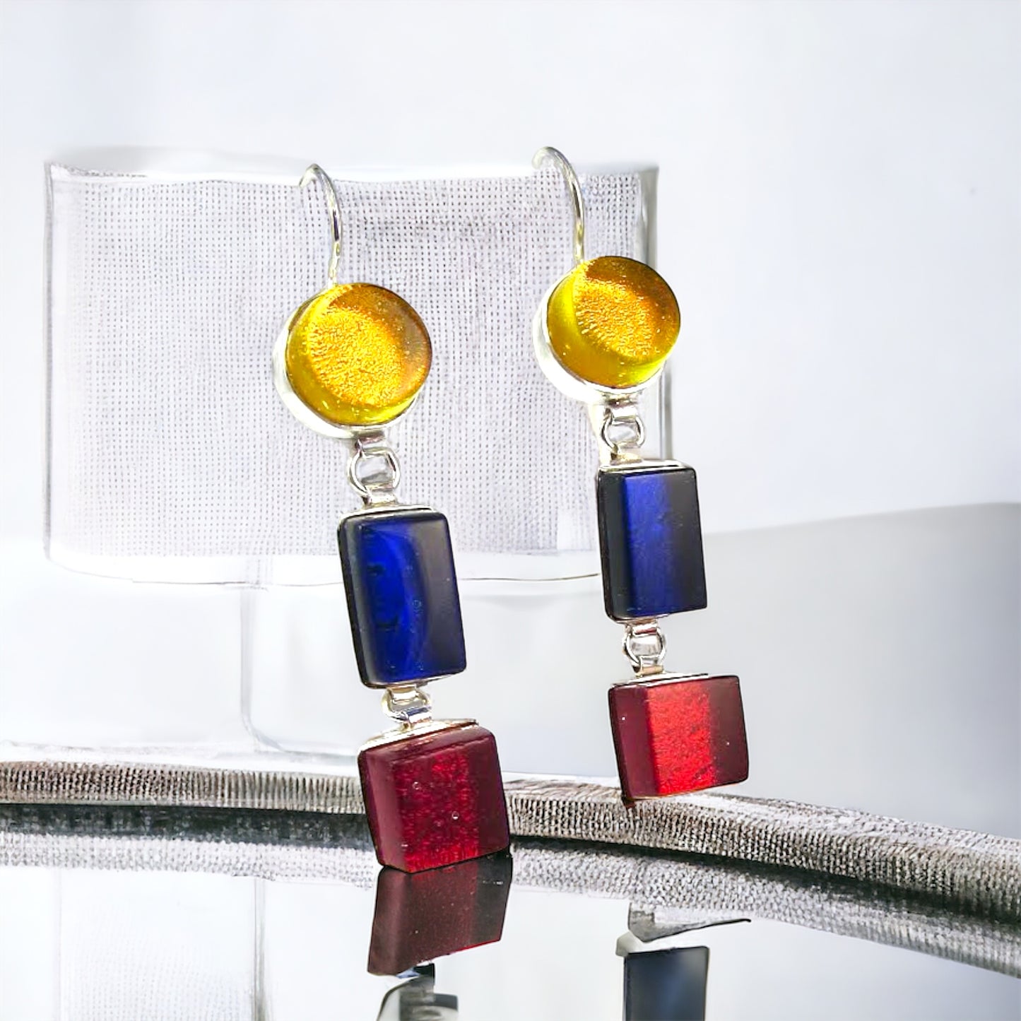 Triple Drop Earrings in Lemon, Cobalt & Cherry