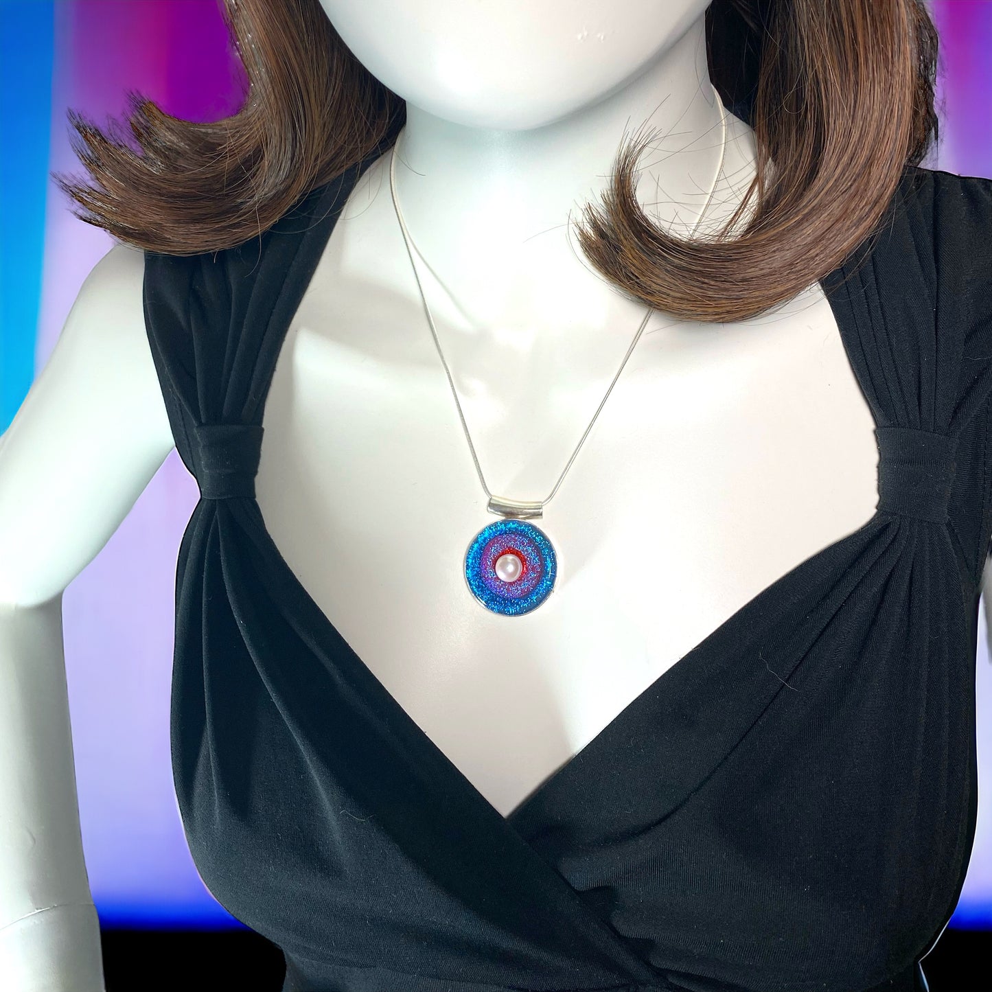 Triple Ring Bullseye with Pearl Necklace