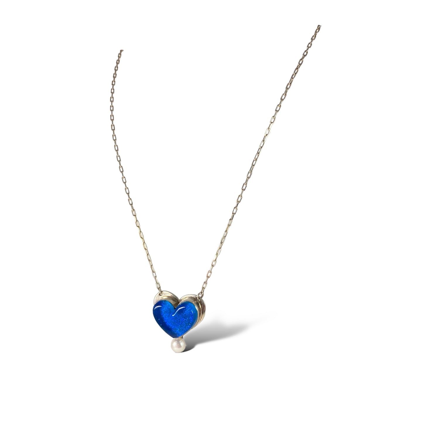 Heart Necklace with Pearl in Turquoise
