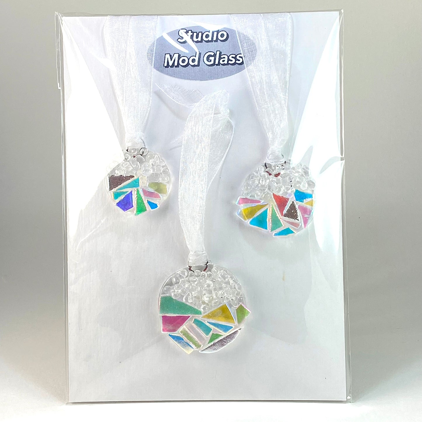 Three (3) Circle Landscape Ornaments in Dichroic