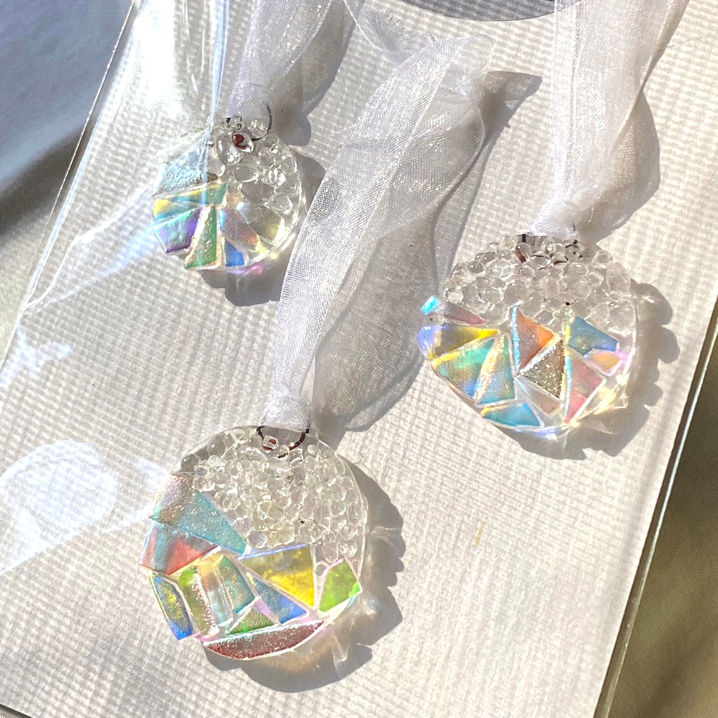 Three (3) Circle Landscape Ornaments in Dichroic