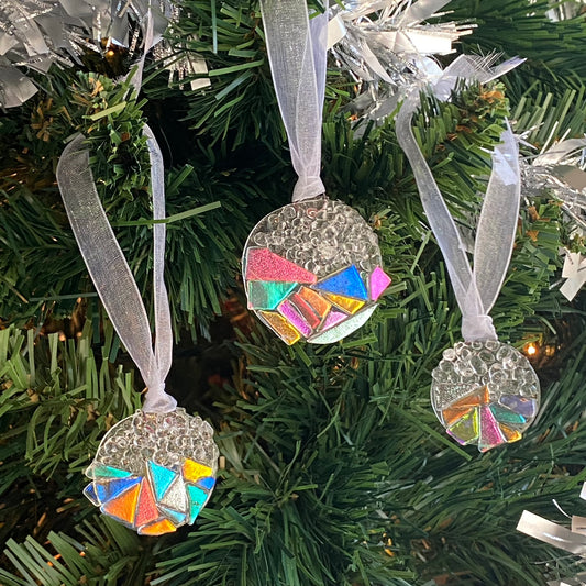 Three (3) Circle Landscape Ornaments in Dichroic