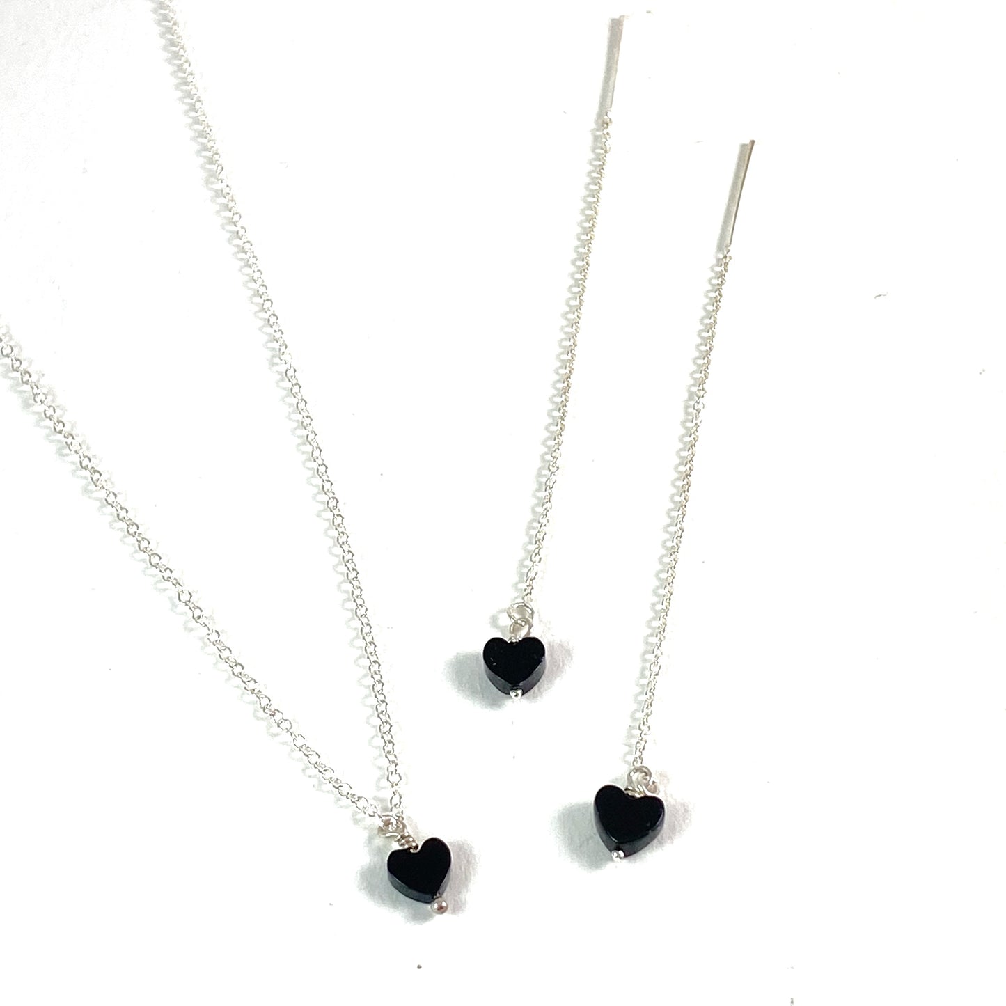 Tiny Black Onyx Heart Necklace