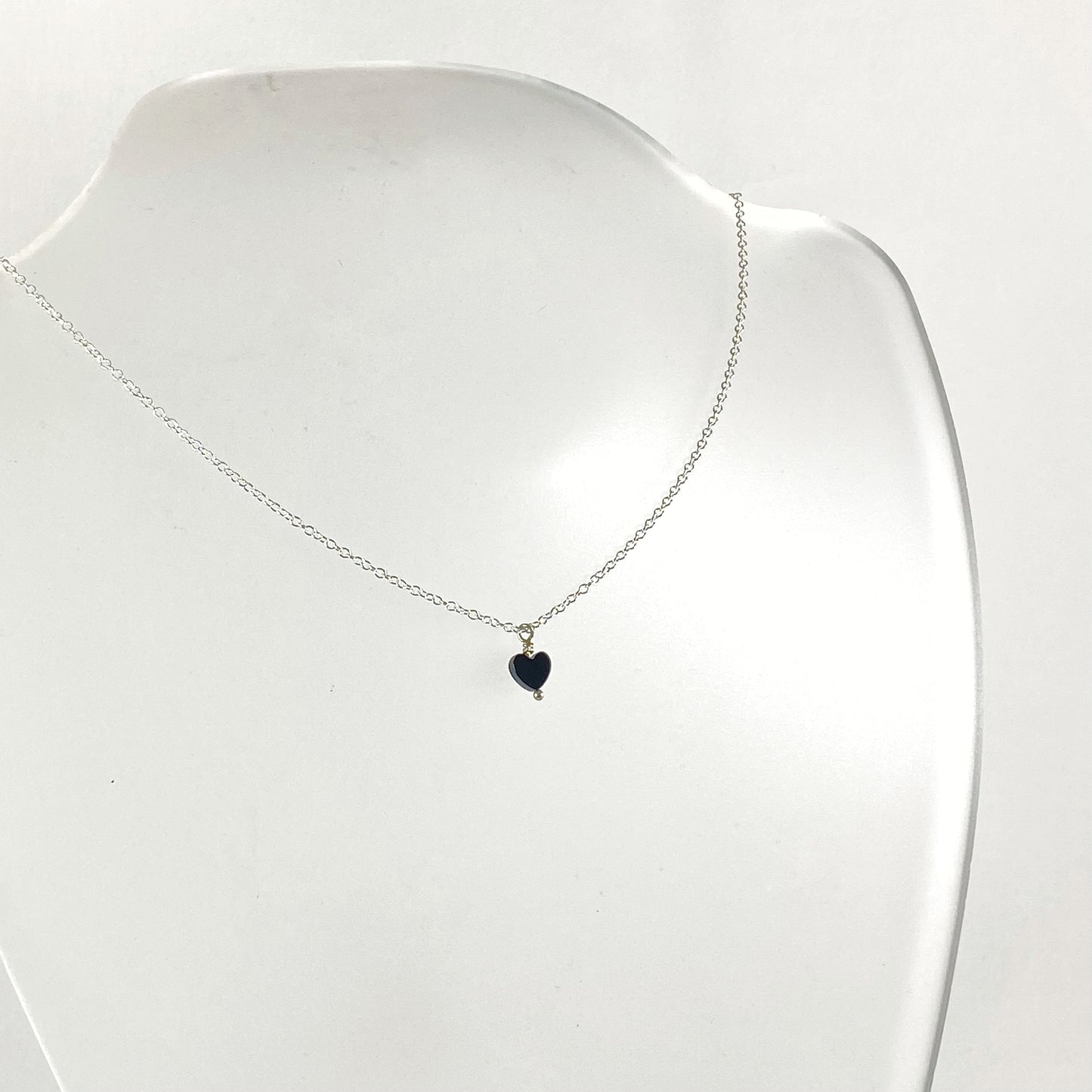 Tiny Black Onyx Heart Necklace