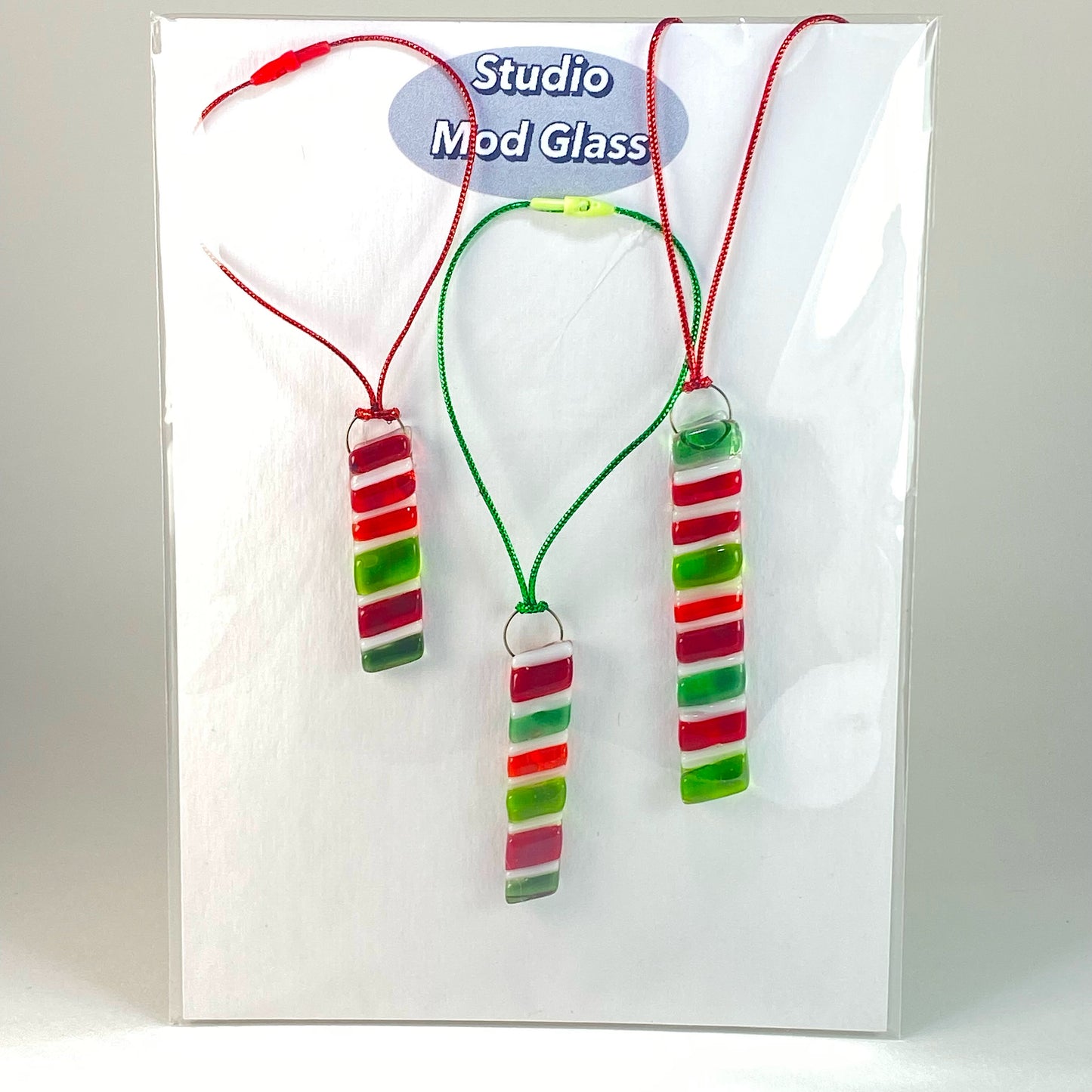 Three (3) Striped Rectangle Ornaments