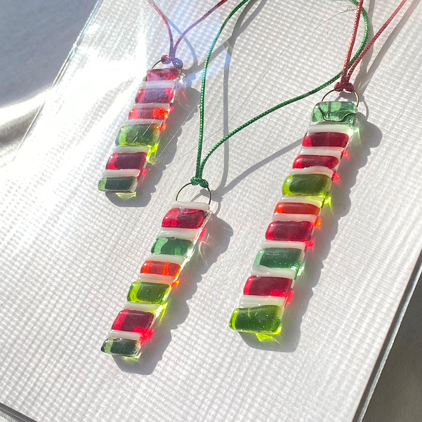 Three (3) Striped Rectangle Ornaments