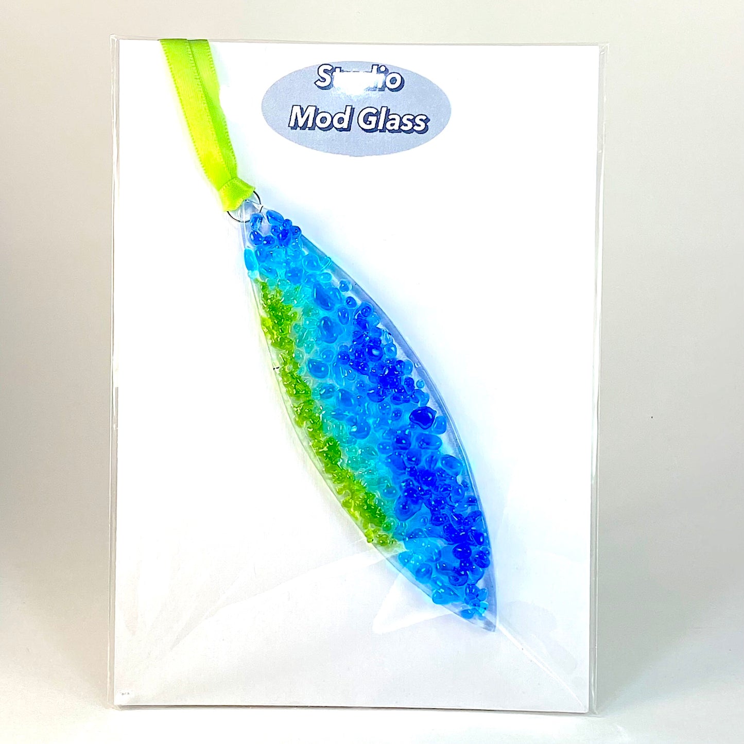 Marquise Ornament in Citron Green, Turquoise and Blue