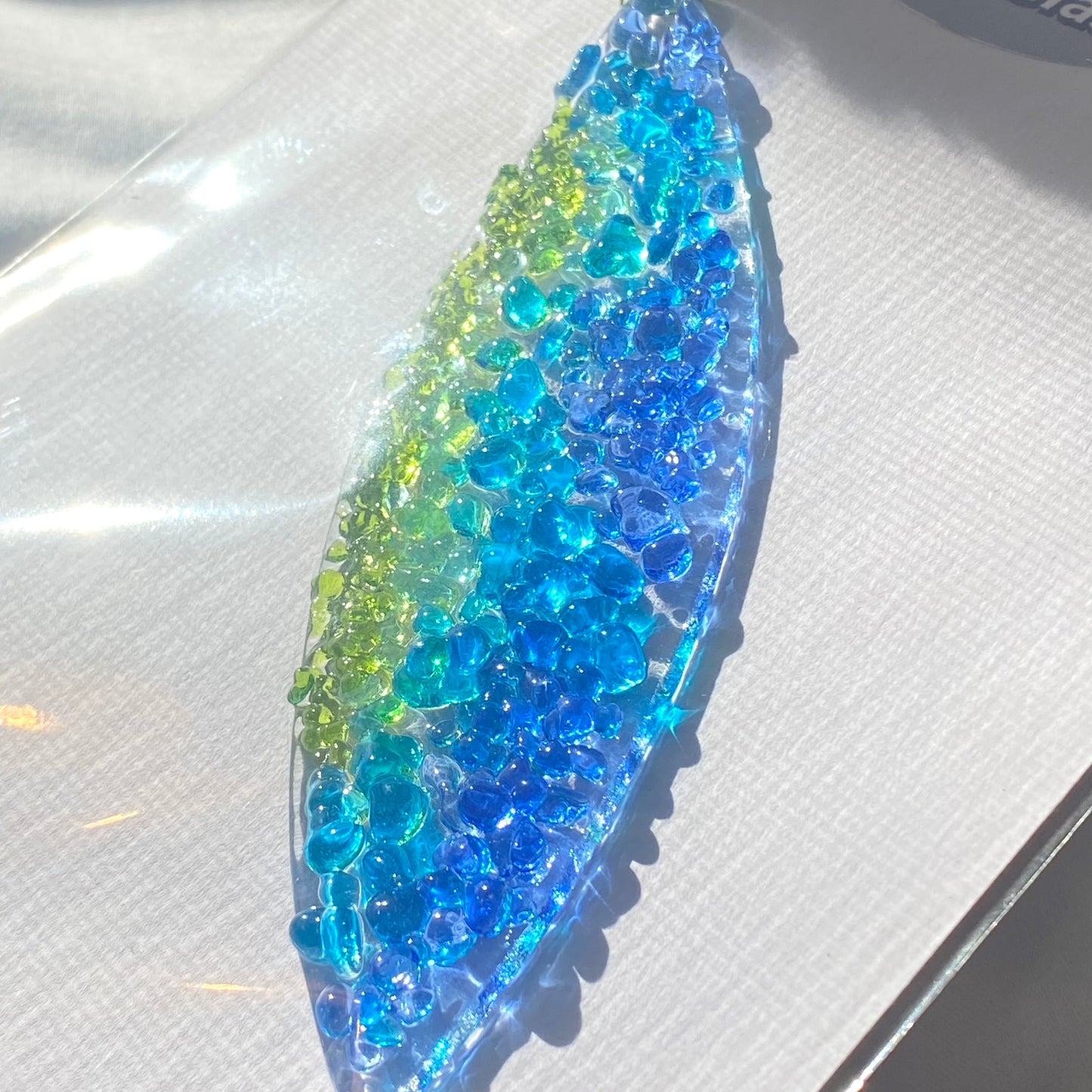 Marquise Ornament in Citron Green, Turquoise and Blue