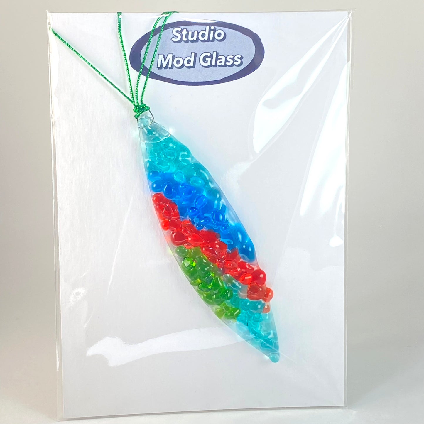 Marquise Ornament in Aqua, Citron, Orange and Turquoise