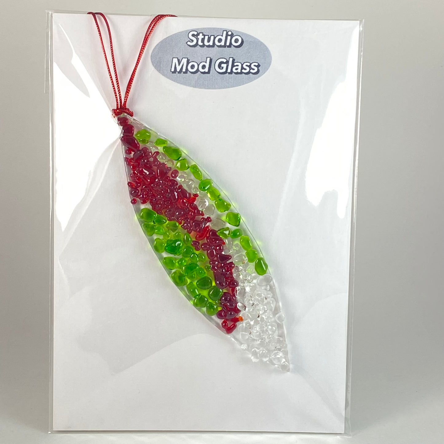 Marquise Ornament in Green, Red and Clear