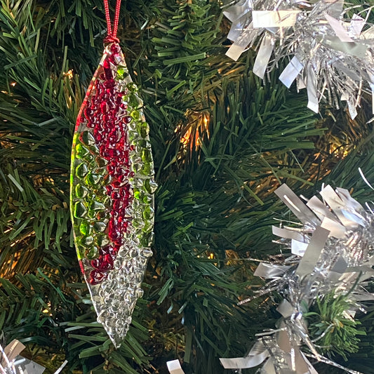 Marquise Ornament in Green, Red and Clear