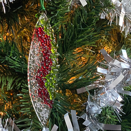 Marquise Ornament in Clear, Red and Green