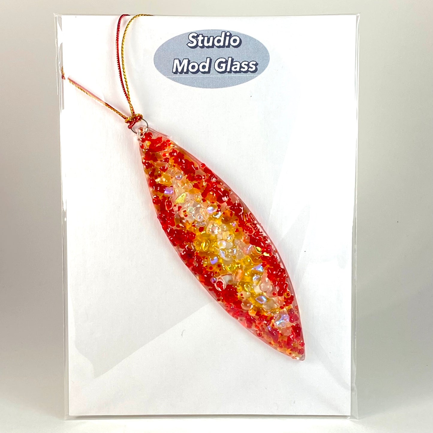 Marquise Ornament in Red and Gold