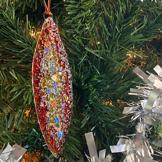 Marquise Ornament in Red and Gold