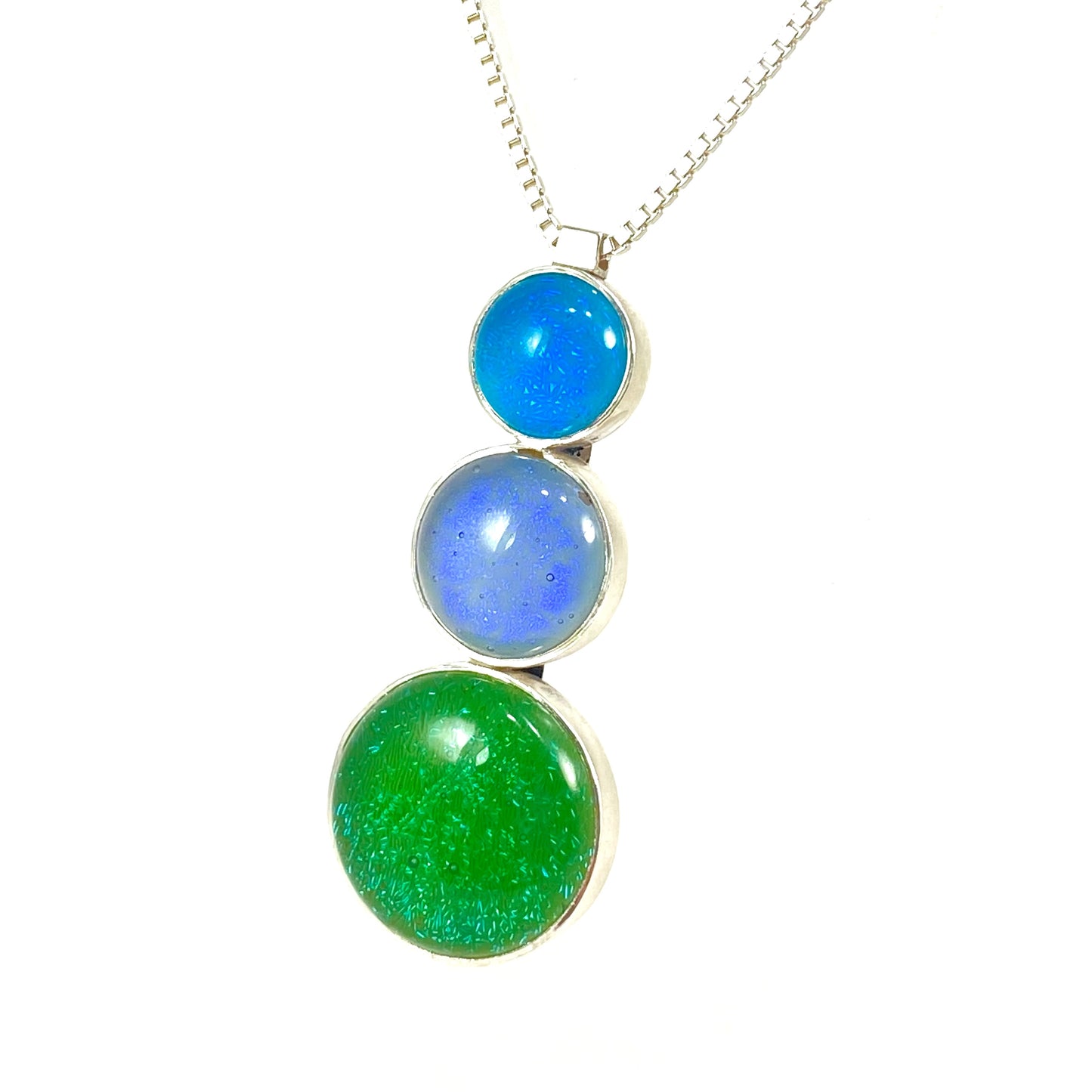Triple Drop Circle Necklace in Mint, Lavender & Caribbean