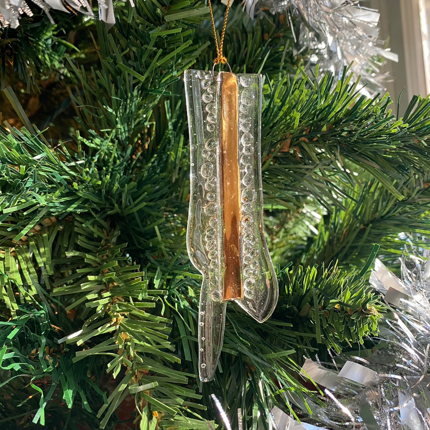 Abstract Clear Ornament Silver & Gold Luster #8