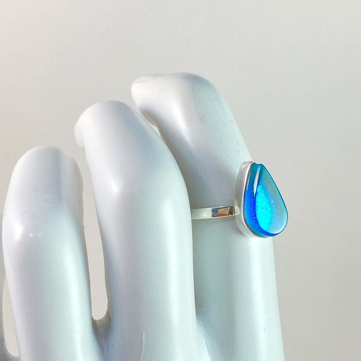 Small Teardrop Ring in Aqua