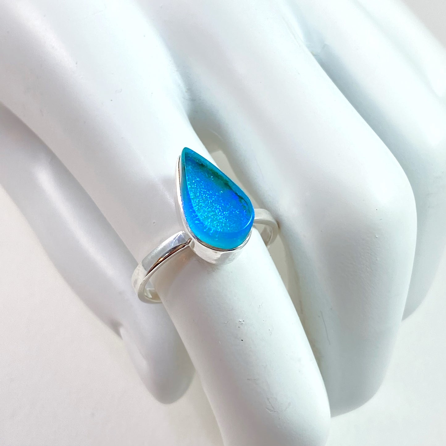 Small Teardrop Ring in Aqua