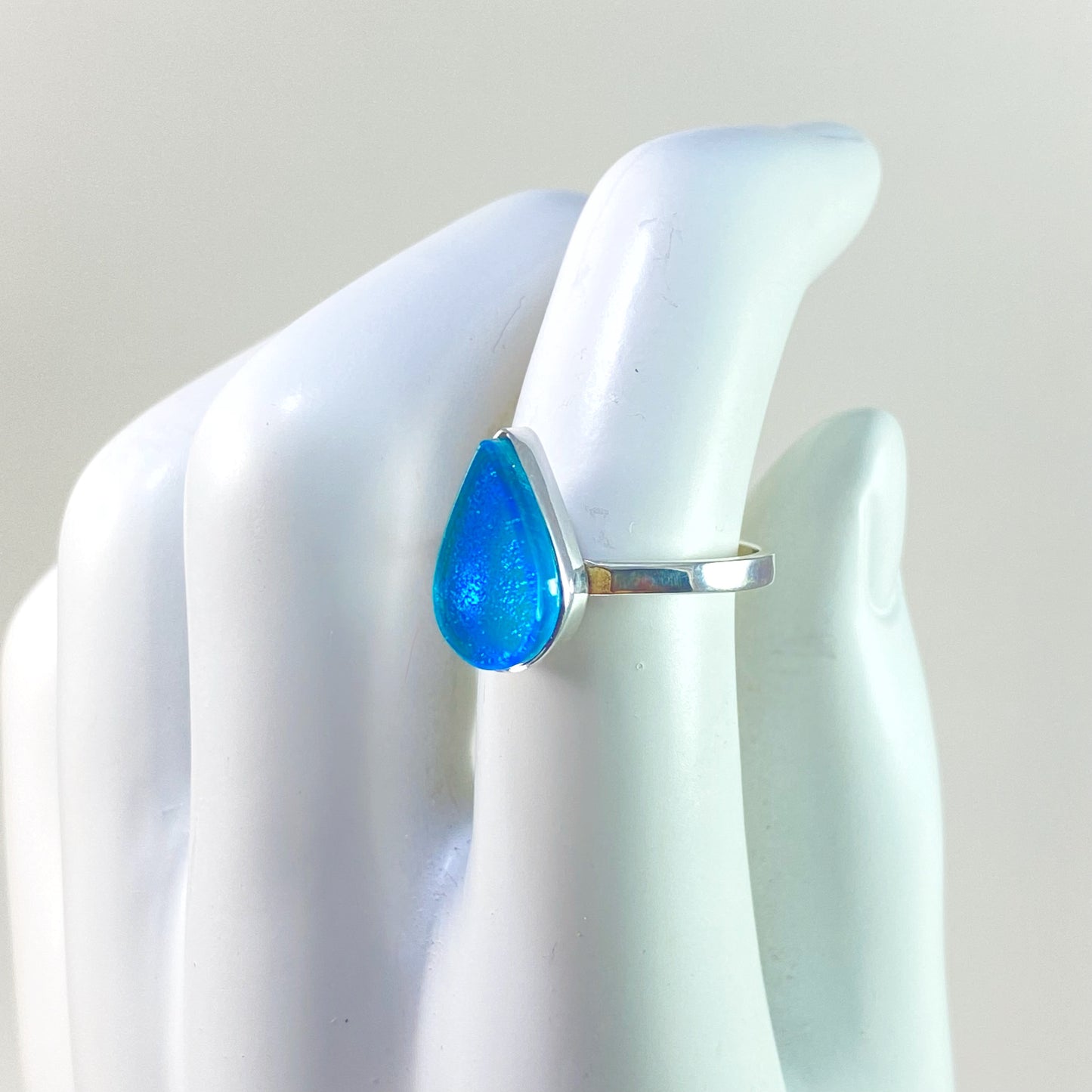 Small Teardrop Ring in Aqua